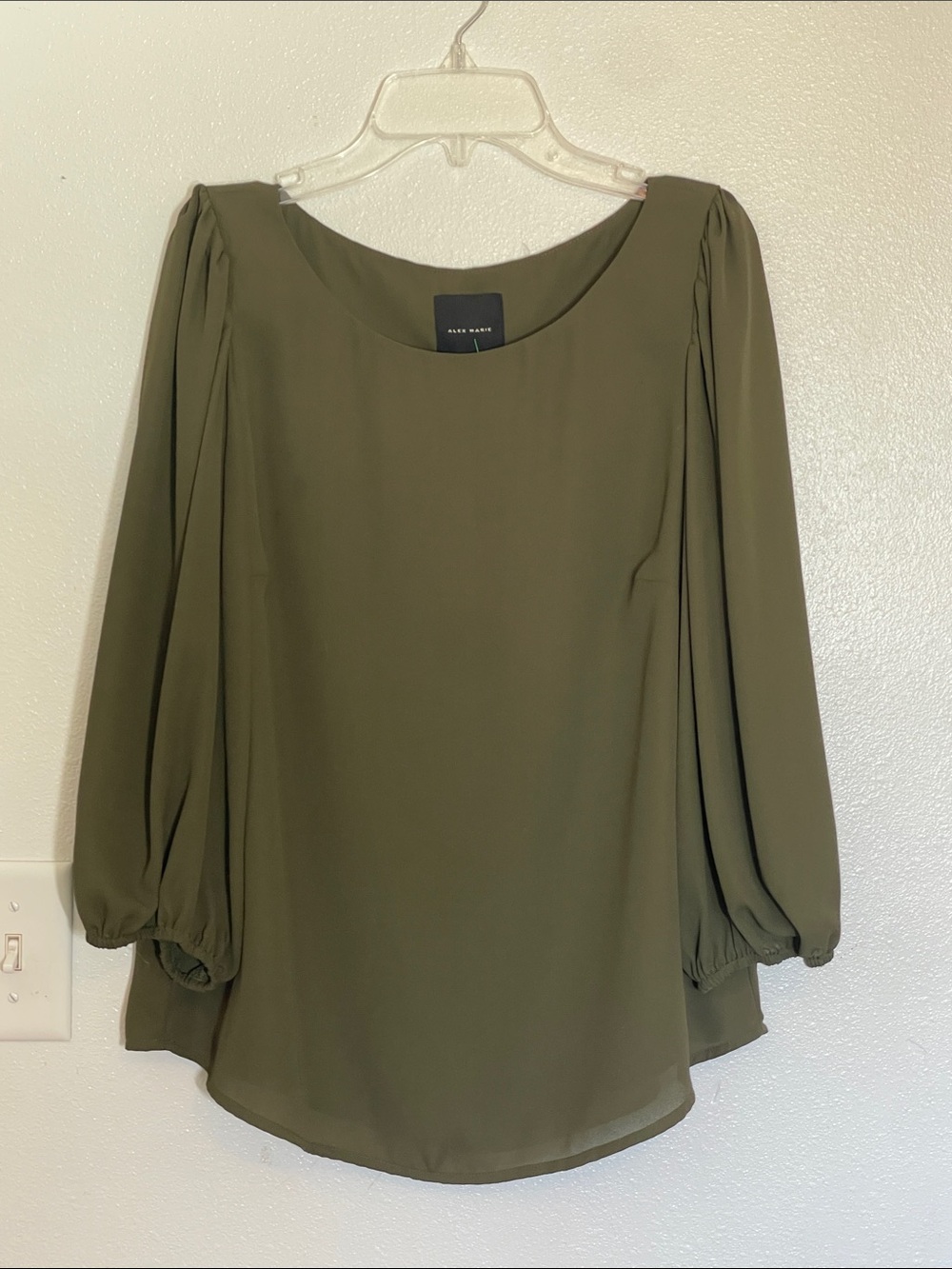 Alex Marie Olive Puff-Sleeve Blouse